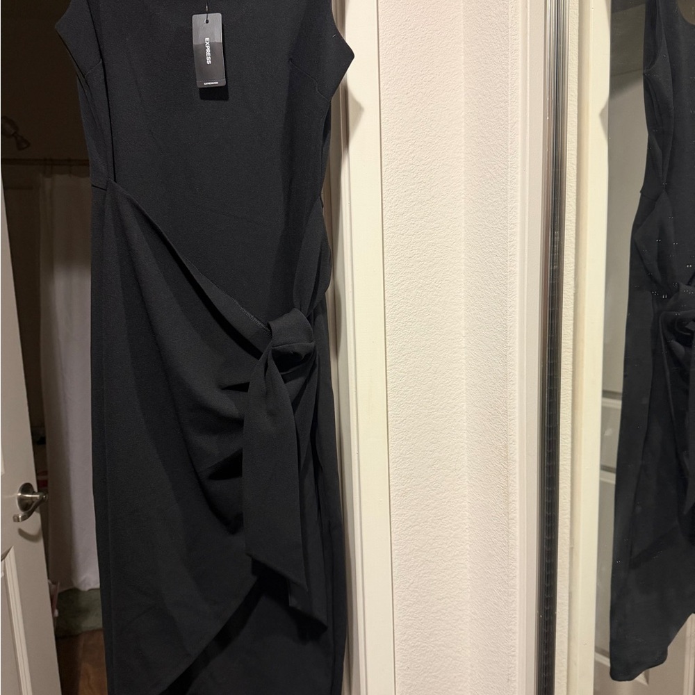 NWT Express Black Sleeveless Knot-Accent Dress